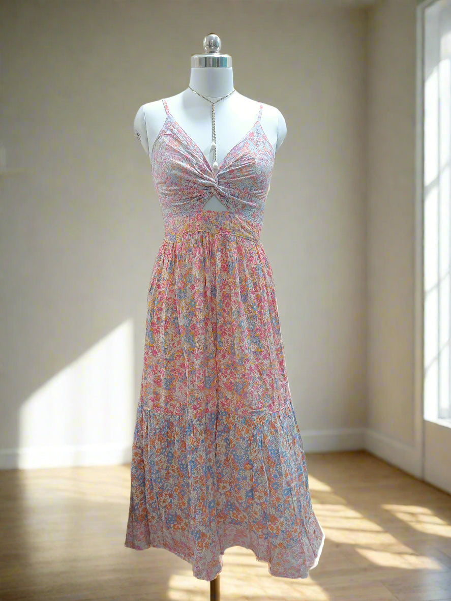 Floral Twist Front Maxi Dress